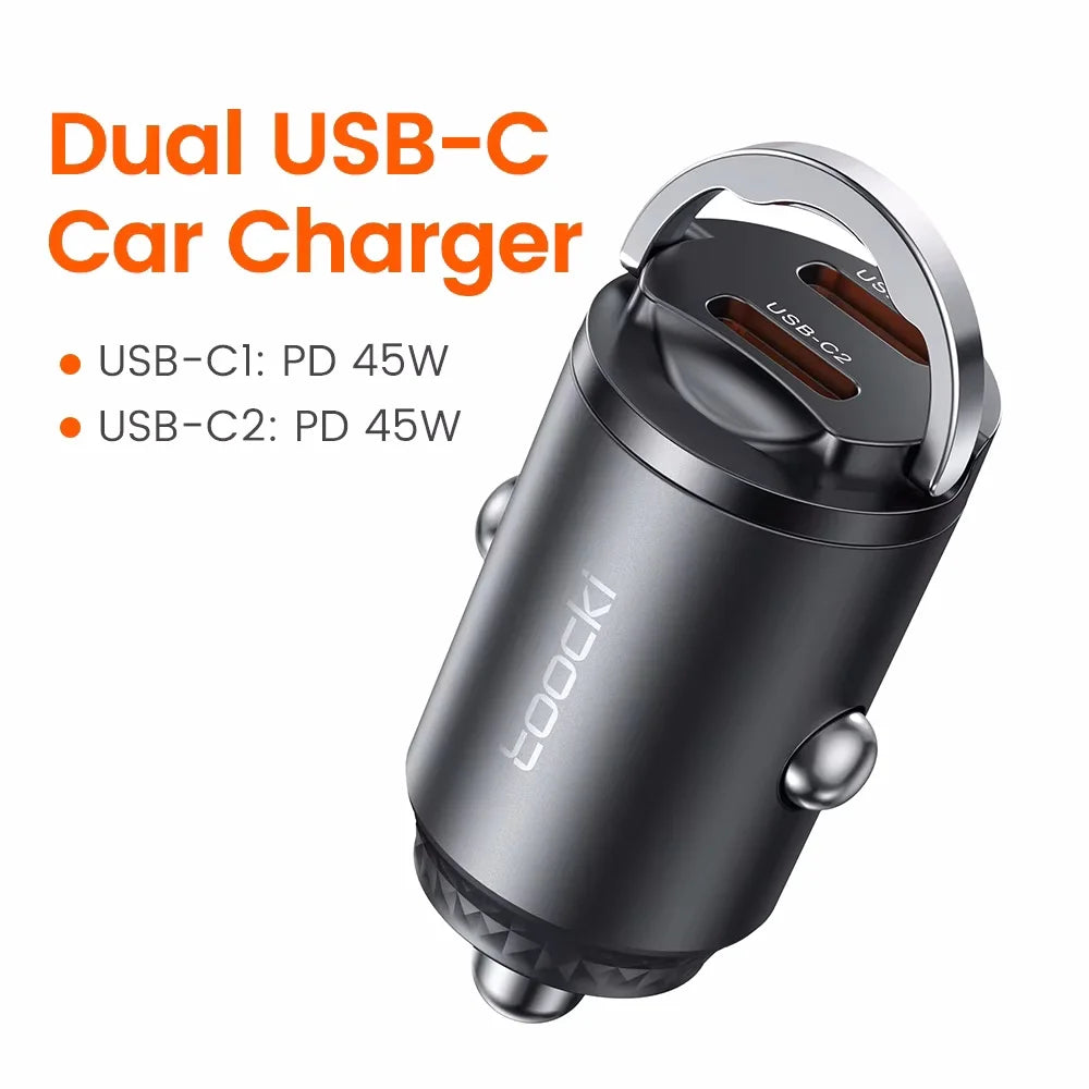 Toocki Car Charger Mini PD 45W Pull Ring Fast Charging