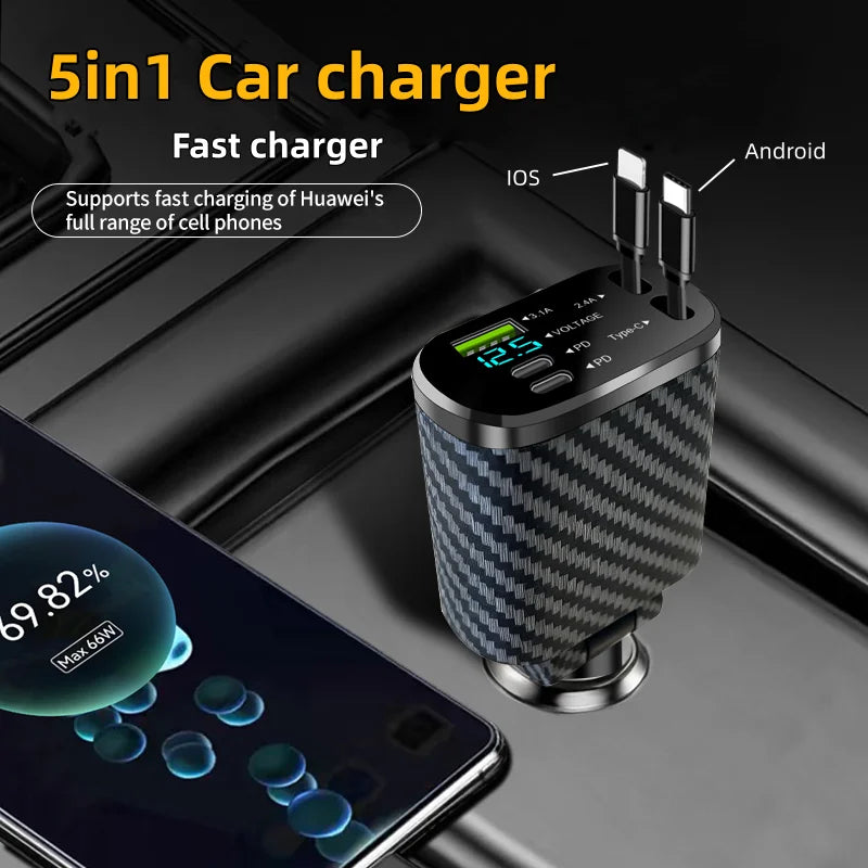 Car Charger 5 in 1 phone and Type c