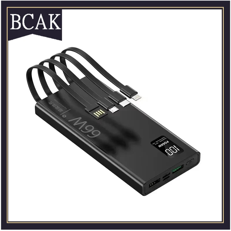 BCAK  30000mAh 66W Fast Charging with Built-in Cable Power Bank