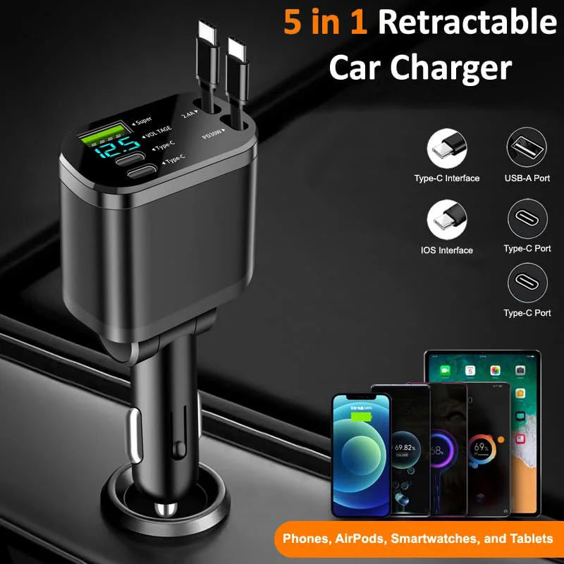 Car Charger 5 in 1 phone and Type c