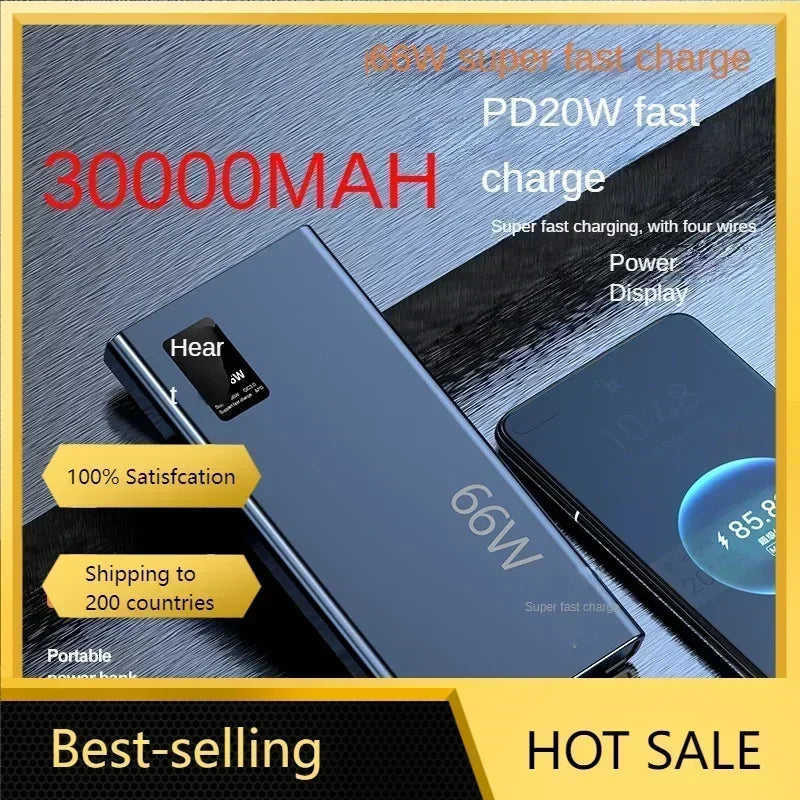 BCAK  30000mAh 66W Fast Charging with Built-in Cable Power Bank
