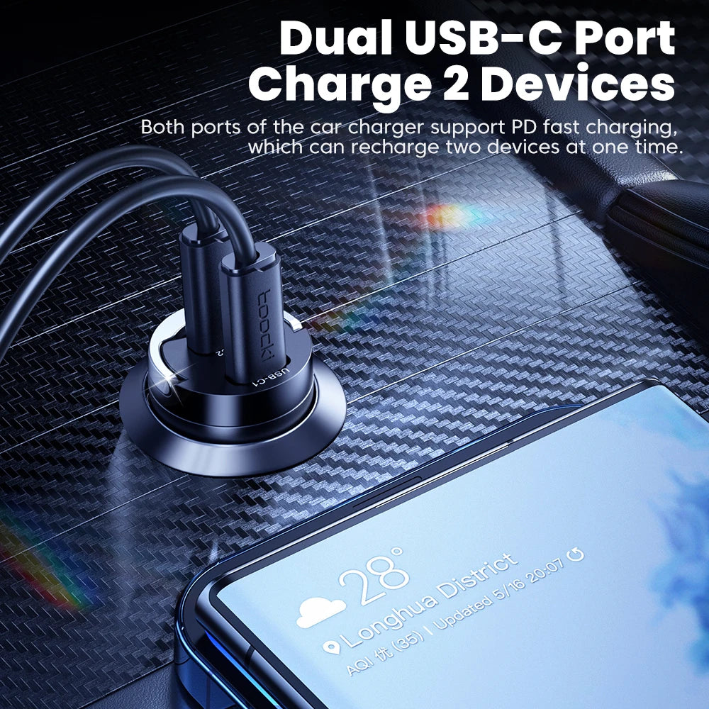 Toocki Car Charger Mini PD 45W Pull Ring Fast Charging
