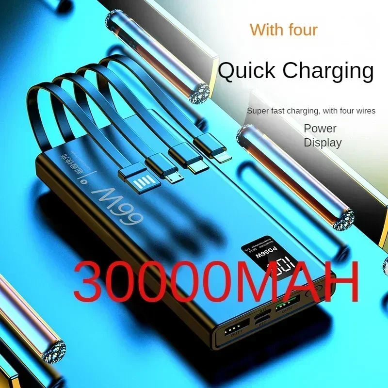 BCAK  30000mAh 66W Fast Charging with Built-in Cable Power Bank